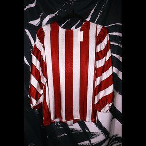 ANTHROPOLOGIE MAEVE STRIPED SATIN BLOUSE